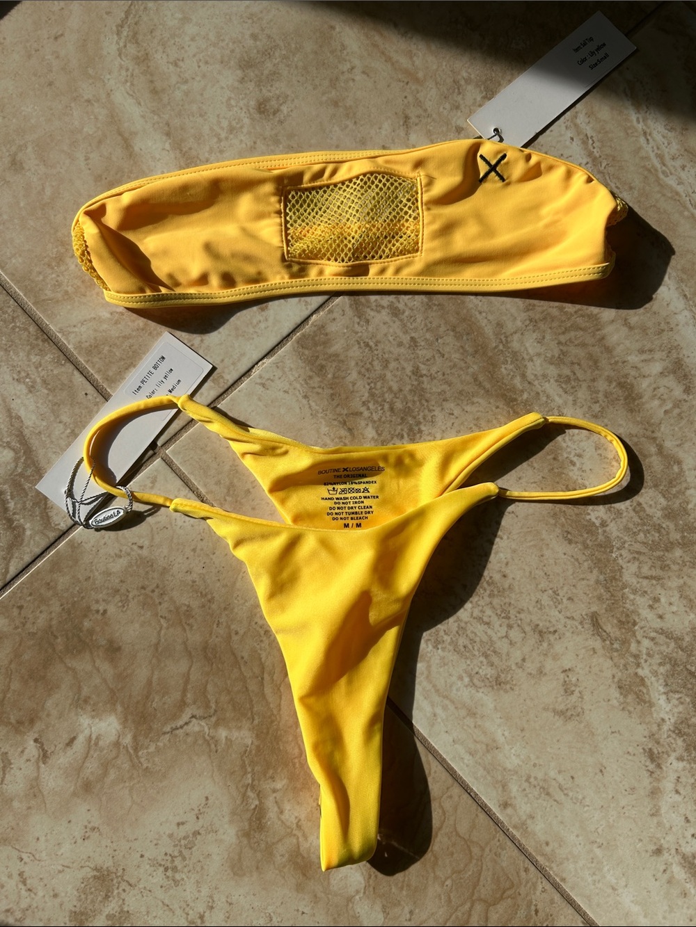 NWT Boutine LA Bikini - Lily Yellow- Top Size Small - Bottom Size Medium